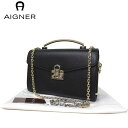【期間限定ポイント10倍】アイグナー ブティック AIGNER ショルダーバッグ 132157-004 レザー×メタル ハンドル付き ショルダーバッグ / クロスボディー Mina / BLACK【レディース】