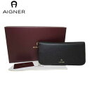 【最大3000円OFFクーポン&ポイント10倍】アイグナー ブティック AIGNER 財布 156259-002 レザー ロゴ 二つ折り 長財布 lvy / Black【レディース】