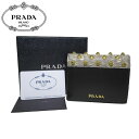 【最大3000円OFFクーポン&ポイント5倍】プラダ アウトレット PRADA 財布 1MV204 レザー × パイソン調レザー × スタッズ 二つ折り財布 CITY CALF+LUCER / NERO+ROCCIA【レディース】