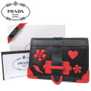 【最大3000円OFFクーポン&ポイント5倍】プラダ アウトレット PRADA 財布 1MV204 カイエ サフィアーノ フラワーモチーフ 二つ折り財布 CITY SAFFIANO L / NERO+FUOCO【レディース】
