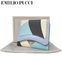 ●3タイプ有り● エミリオ・プッチ アウトレット EMILIO PUCCI 財布 9USM15-9U120-050 PVC 幾何学模様 両開き財布 ブルー系マルチ【レディース】