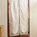 リボンとローズ刺繍&カットワーク のれん約幅85x丈120cm【単品の場合ゆうパケット選択可】