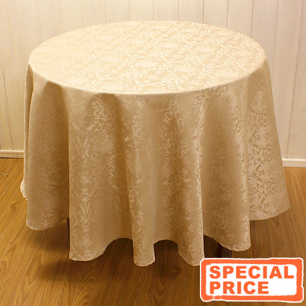 ジャカード織 撥水加工テーブルクロス 直径 約180cm 円形 （直径130〜150cm前…...:lace-de-brugge:10005829