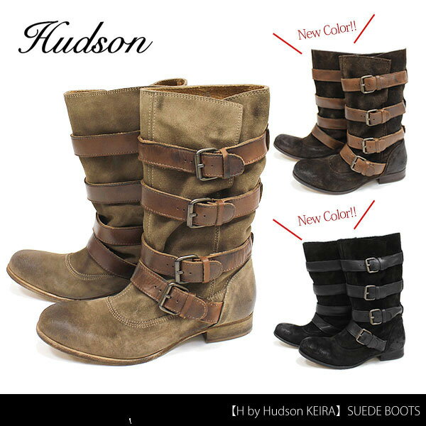 【H by Hudson】エイチバイハドソン　KEIRA SUEDE スエードレザーブーツ、ストラップエンジニアブーツ23％OFF!!梨花着用ブログで火が点いた!H by Hudsonエイチ バイ ハドソン☆ViVi GLITTER掲載　ストラップエンジニアブーツ、スエードレザーブーツ・ブーツイン・ミネトンカ好きに◎