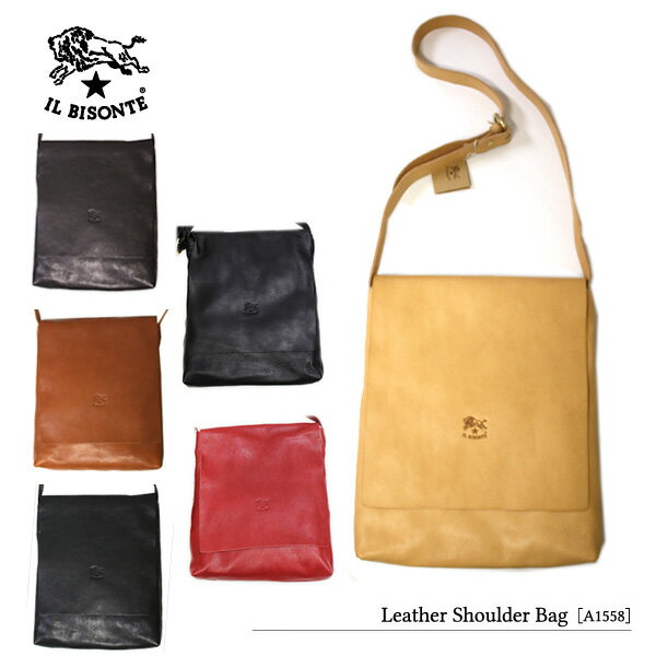 【送料無料】【IL BISONTE-イルビゾンテ-】Leather Shoulder-レザーショルダーバッグ-［A1558］[メンズ・レディース・ユニセックス・BAG]