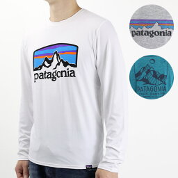 【ネコポス配送 1枚迄】Patagonia <strong>パタゴニア</strong> Ms L/S Capilene Cool Daily Graphic Shirt 45190 Tシャツ 長袖 速乾 クルーネック アウトドア ロゴ メンズ ロンT 白 ホワイト 野外フェス 海 山 キャンプ
