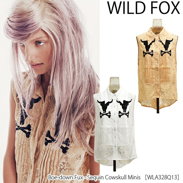 46%OFF!!【LaG Summer Festa SALE】 【2012/SPRING】【WILDFOX-ワイルドフォックス】【WILDFOX-ワイルドフォックス】-White Label- Boe-down Fux[Sequin Cowskull Minis］[レディース・トップス・ノースリーブシャツ・ブラウス]