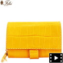 国内正規品 即日発送 Felisi フェリージ クロコダイル型押し エンボスレザー コロコロ折財布 1041/SA YELLOW(イエロー)