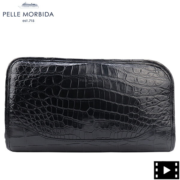 ペッレモルビダ クラッチバッグ クロコダイルレザー クラッチバッグ PELLE MORBIDA PMO-CR015 BLACK（ブラック）