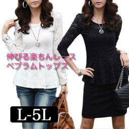 大きいサイズレディース L〜5L 春夏 秋冬 レース 長袖 <strong>チュニック</strong> カットソートップス <strong>大人可愛い</strong> ロング丈 ロング 全レース 総レース ゆったり おしゃれ プチプラ 安い 10-30代 40代 50代 60代 ファッション