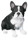 犬の置物 (白黒フレンチブルドック) お座りイヌ 14263 フレンチブル ブルドック 子犬 ドッグオーナメント オーナメント 動物 アニマル マスコット ガーデン ガーデニング ガーデンオブジェ オブジェ