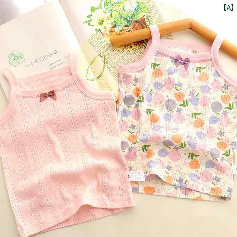 キッズ キャミソール タンクトップ 夏用 薄手 子供用 ベスト トップ メッシュ 綿 A型 女の子用 ベビー用 ノースリーブ サスペンダー レイヤリング シャツ