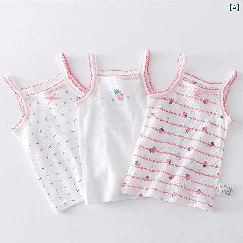 キッズ用 キャミソール タンクトップ 女児用 サスペンダー 薄手 子供用 ノースリーブ Tシャツ 女の子用 通気性の ある 小さい ベスト 内外 着用 ハードル 夏用 メッシュ