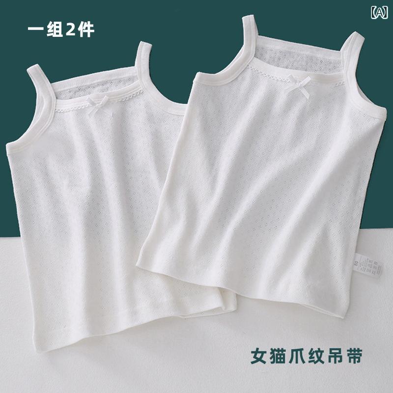 キッズ用 キャミソール タンクトップ 綿の 女の子用 ハードル ベスト ベビー ニット スリング ドットの トップス 子供用 ノースリーブインナー Tシャツ