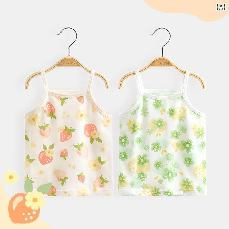 キッズ用 キャミソール タンクトップ 女の子用 キャミソール 夏用 薄手 ベビー ノースリーブ トップス 綿 ボトムス 子供用 ウエスト コート