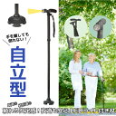 ステッキ 杖 自立式 LEDライト 折りたたみ 軽量 伸縮可能 82.5〜94.5cm 多点 ゴム脚