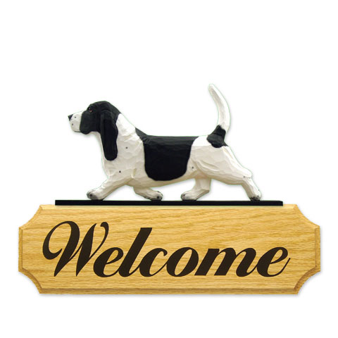 ウェルカムサイン　バセット（白黒）（from USA）【犬グッズ】【ウェルカムボード】【送料無料】