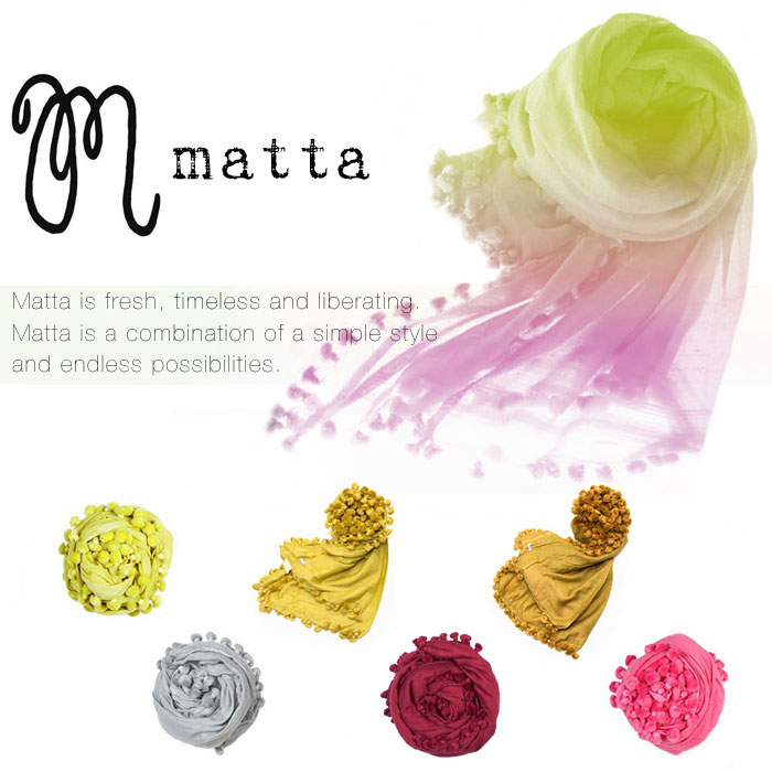 ★レビュ割★matta（マッタ）正規品 Dupatta MEDIUM 春色ボンボンストール SILK Mサイズ