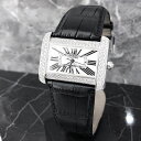【仕上済】カルティエ Cartier ディヴァン シルバー ダイヤ ダイヤモンド 宝石鑑定書付 メンズ 腕時計 時計【中古】【送料無料】