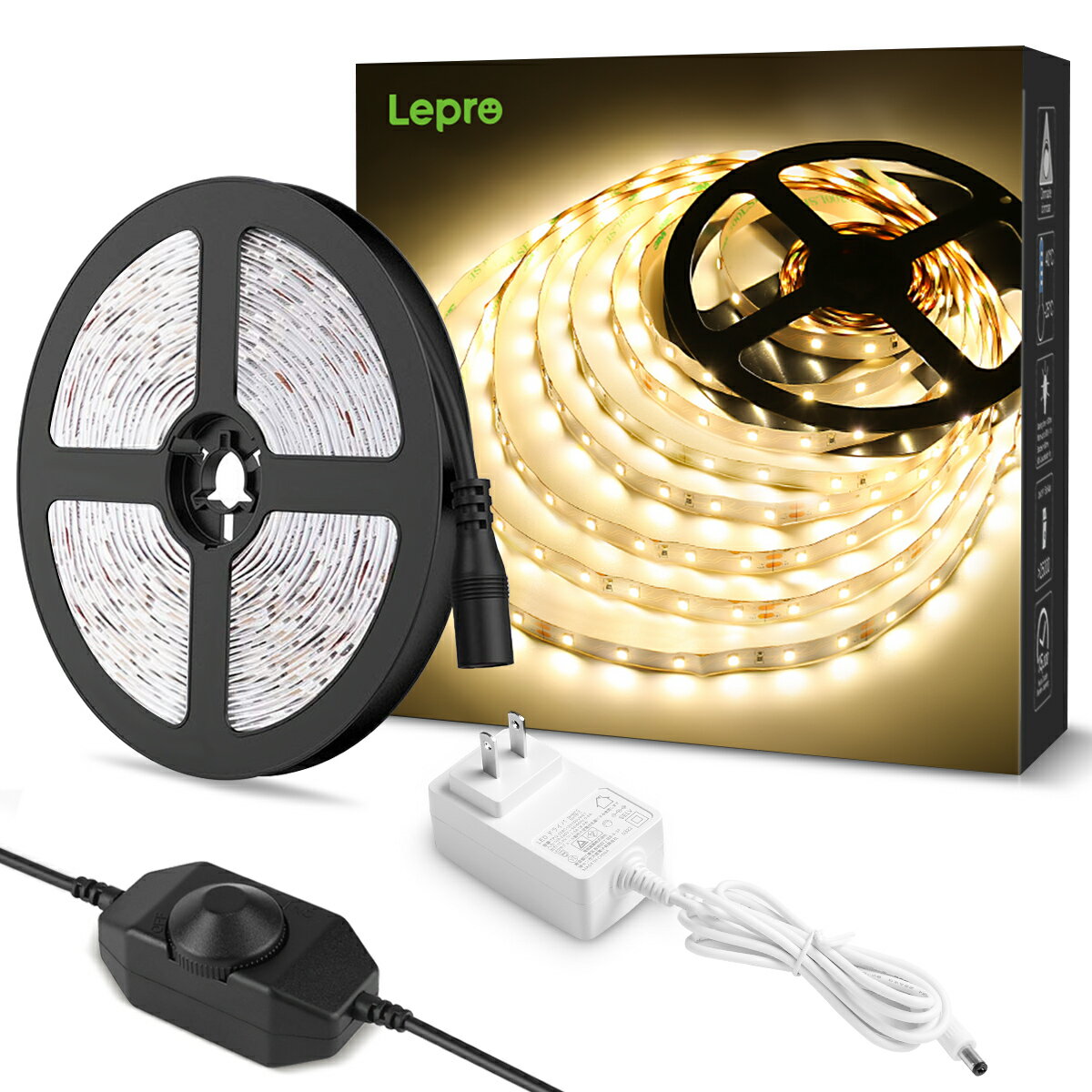 【2年保証】Lepro LEDテープライト 電球色/昼光色 5m/10m選択可 12V 24V ledテープ 2835SMD 高輝度 ストリングライト お部屋 店舗 コレクション 間接照明　led テープライト コンセント
