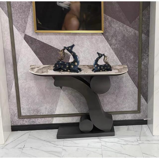 高級サイドテーブル 人造大理石コンソールテーブル 玄関テーブル 花台 電話台