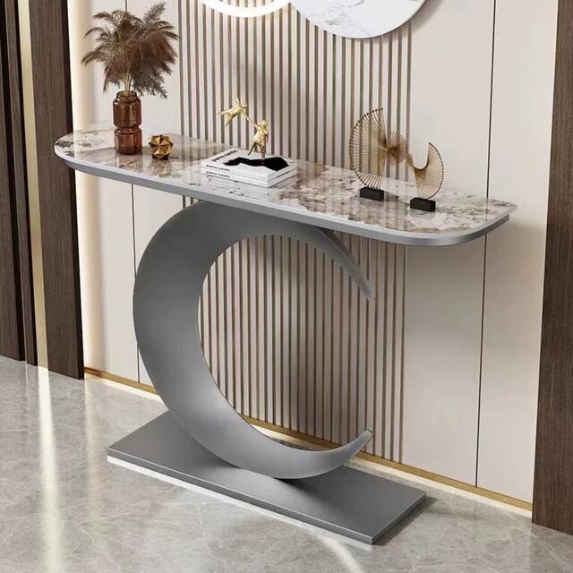 高級サイドテーブル 人造大理石コンソールテーブル 玄関テーブル 花台 電話台
