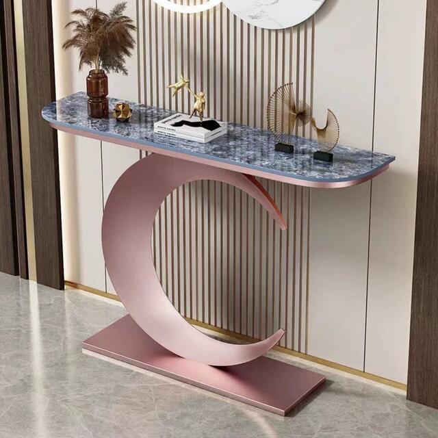 高級サイドテーブル 人造大理石コンソールテーブル 玄関テーブル 花台 電話台