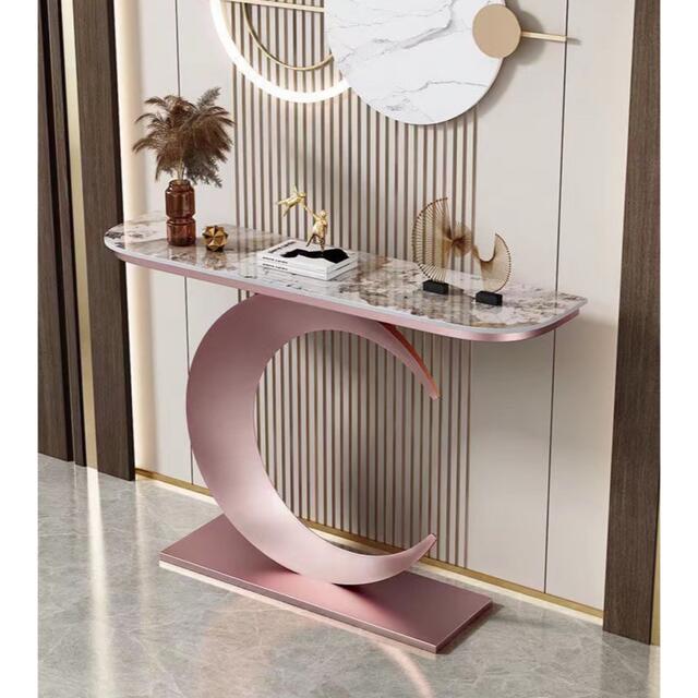 高級サイドテーブル 人造大理石コンソールテーブル 玄関テーブル 花台 電話台