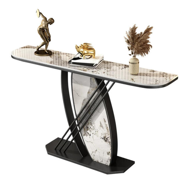 高級サイドテーブル 人造大理石コンソールテーブル 玄関テーブル 花台 電話台