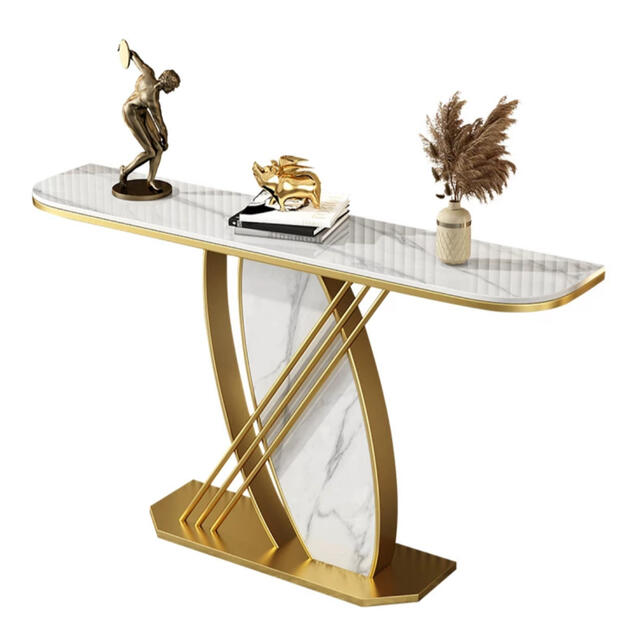 高級サイドテーブル 人造大理石コンソールテーブル 玄関テーブル 花台 電話台