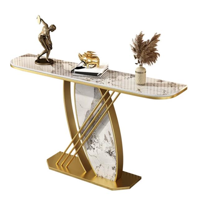 高級サイドテーブル 人造大理石コンソールテーブル 玄関テーブル 花台 電話台