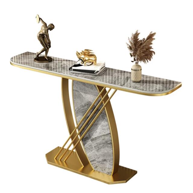 高級サイドテーブル 人造大理石コンソールテーブル 玄関テーブル 花台 電話台