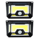 2個セット 154LED COB ソーラーライト ウォールライト 人感 センサーライト PIR 夜間自動点灯 IP44防水 太陽光充電 屋外 玄関灯 壁 ◇FAM-JY1818-COB-2SET