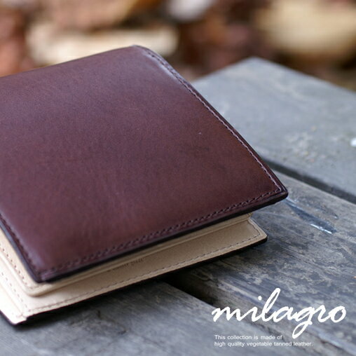Milagro（ミラグロ）　牛革 ミネルバ リスシオ　二つ折り財布 （箱型小銭入れ）