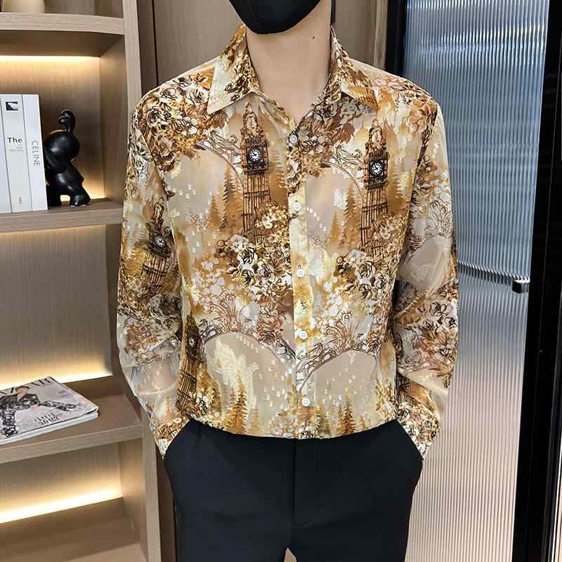 メンズ ファッション 服 男性用 オシャレ シンプル 大人 かっこいい ストリート ハワイアン 冷感 長袖 シャツ 夏 通気性 レース