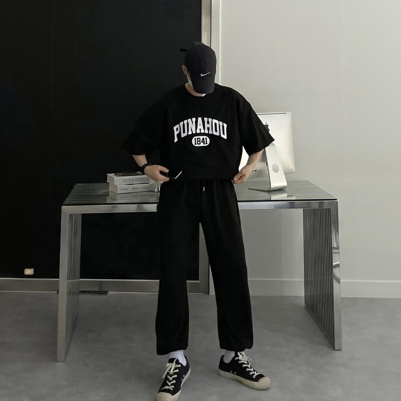 メンズ ファッション 服 用 オシャレ シンプル 大人 かっこいい ストリート 夏コーデ アメリカン レトロ ラウンドネック 半袖 T シャツ トップ プリントカレッジ