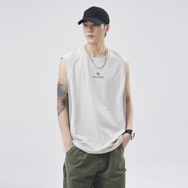 メンズ ファッション 服 男性用 オシャレ シンプル 大人 かっこいい 大きいサイズ ストリート 紳士服 ノースリーブ T シャツ アメリカン カジュアル ラウンドネック 夏 チョッキ スポーツ ベスト アウターウェア