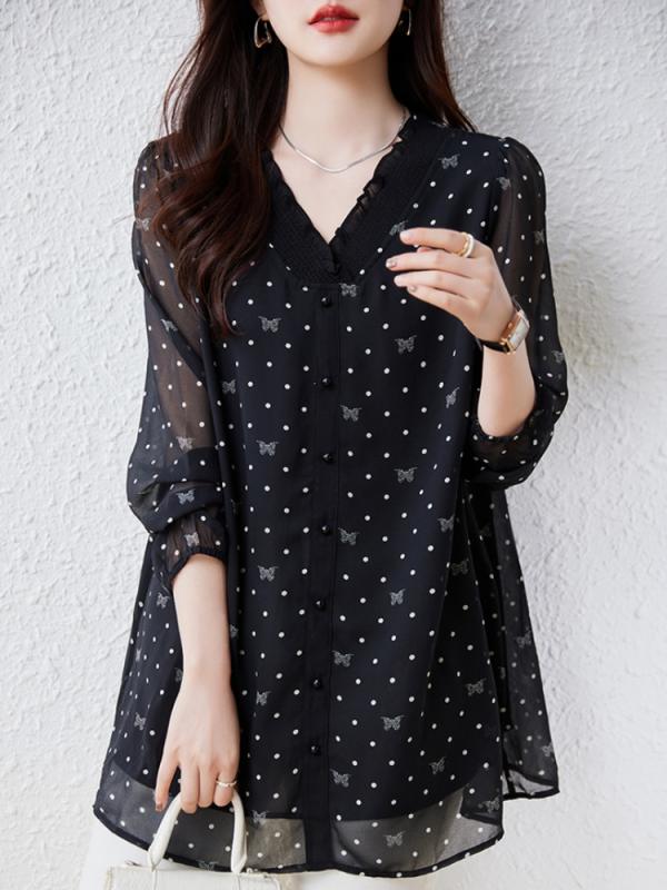 ファッション 服 オシャレ カワイイ シンプル 大カワイイ サイズ 婦服 春 シフォン スリム トップス T シャツ