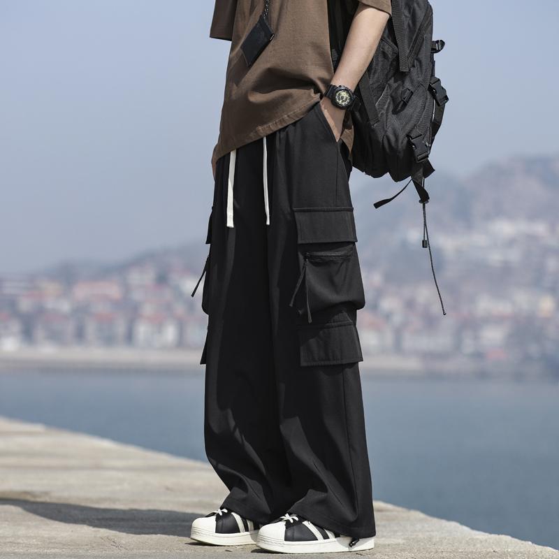 メンズ ファッション 服 オシャレ シンプル 大人 かっこいい 大きいサイズ ストリート 紳士服 夏 アメリカン ストリート 黒 ゆったり ストレート パンツ カジュアル シンプル ワイド レッグ