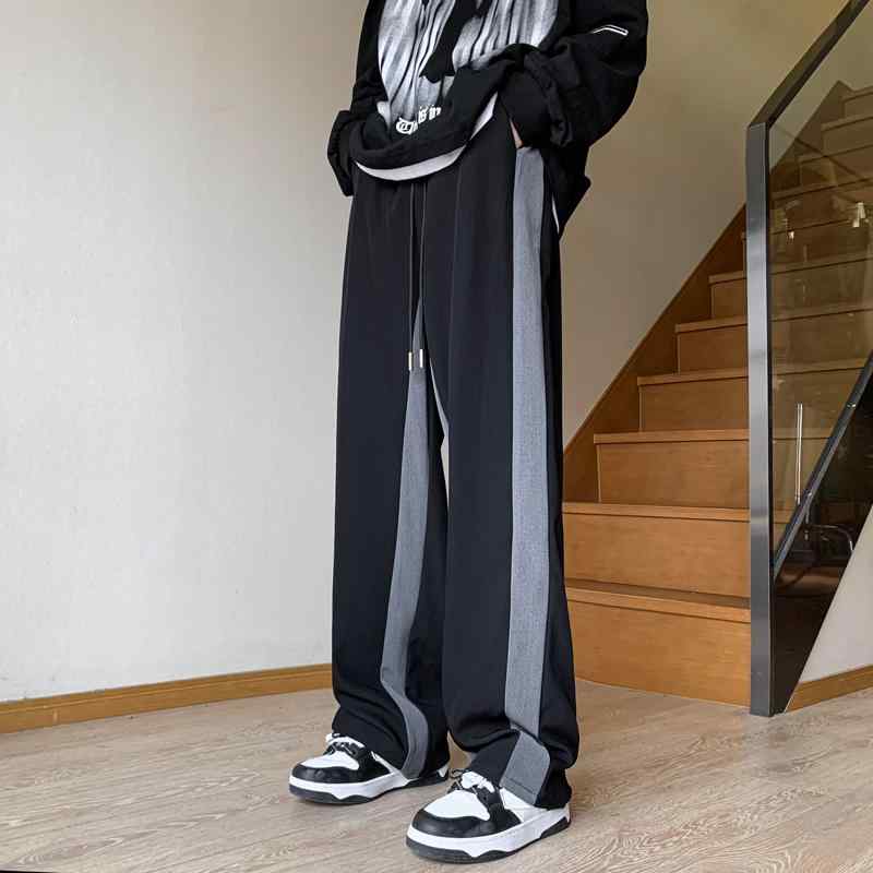 メンズ 服 シンプル ファッション オシャレ 大人 かっこいい 大きいサイズ ストリート 紳士服 秋 アメリカン ドレープ パンツ ステッチ ストレート ワイド レッグ カジュアル
