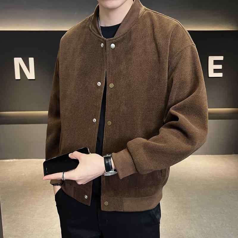 秋冬 コーデ メンズ 服 シンプル ファッション オシャレ 大人 かっこいい 大きいサイズ ストリート 紳士服 ベースボール ジャケット ベルベット カジュアル 長袖 トップス