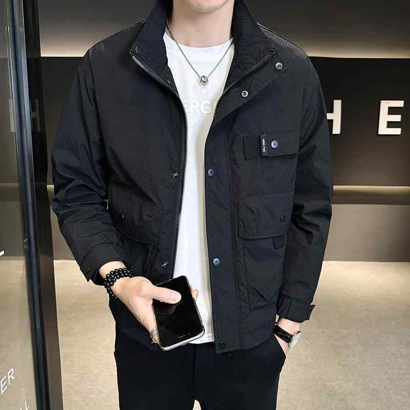 秋冬 コーデ メンズ 服 シンプル ファッション オシャレ 大人 かっこいい 大きいサイズ ストリート 紳士服 長袖 スタンドカラー ジャケット トップス カジュアル ワークウェア