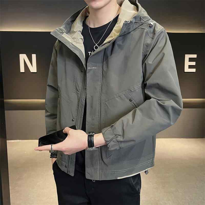 秋冬 コーデ メンズ 服 シンプル ファッション オシャレ 大人 かっこいい 大きいサイズ ストリート 紳士服 コート ハイエンド カラー ブロック フード付き カジュアル ジャケット