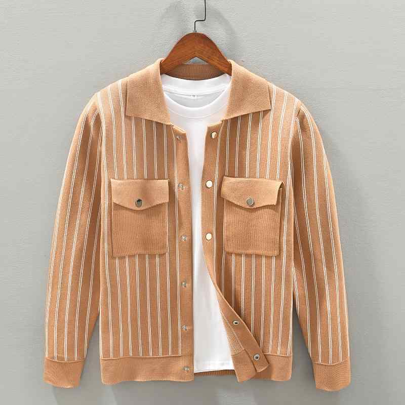 春 コーデ メンズ 用 服 シンプル ファッション オシャレ 大人 かっこいい 紳士服 カジュアル ニット ジャケット カーディガン セーター ストライプ 秋 カジュアル 通勤スタイル ね着コーデ ゆったりシルエット 軽アウター