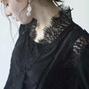 レースデザインブラウス ■ ブラウス シャツ ブラウス セレブ オフィス blouse OL 通勤 トップス かわいい 大人 レディース 長袖 無地 レース 秋 冬