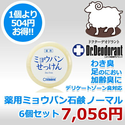 【送料無料】【504円OFF】ドクターデオドラント 薬用 ミョウバン石鹸 6個セット ノーマル【わきが ワキガ 体臭 予防 制汗剤 加齢臭 足のにおい わきが対策 デオドラント ミョウバンせっけん】【HLS_DU】