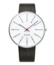 ARNE JACOBSEN Bankers Watch Lether 40mm(40mm ホワイト×ブラック)(ケース53102)(ベルト2001)