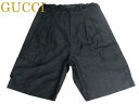 R GUCCIグッチ シルク カーゴ ハーフパンツ メンズ 黒0125【中古】