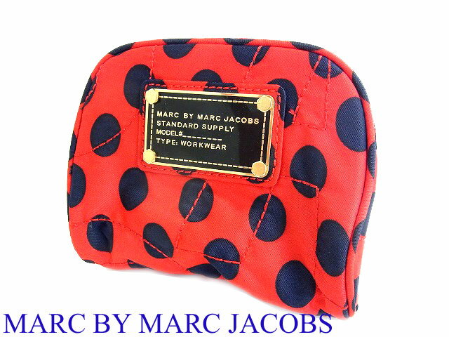 R■マークジェイコブス MARCJACOBS ポーチ レッド 水玉 0753【中古】