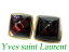 イヴサンローラン ゴールド ストーン イヤリング 赤 小物0650【中古】Yves Saint Laurentサンローランパリ